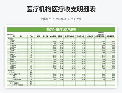 医疗机构医疗收支明细表