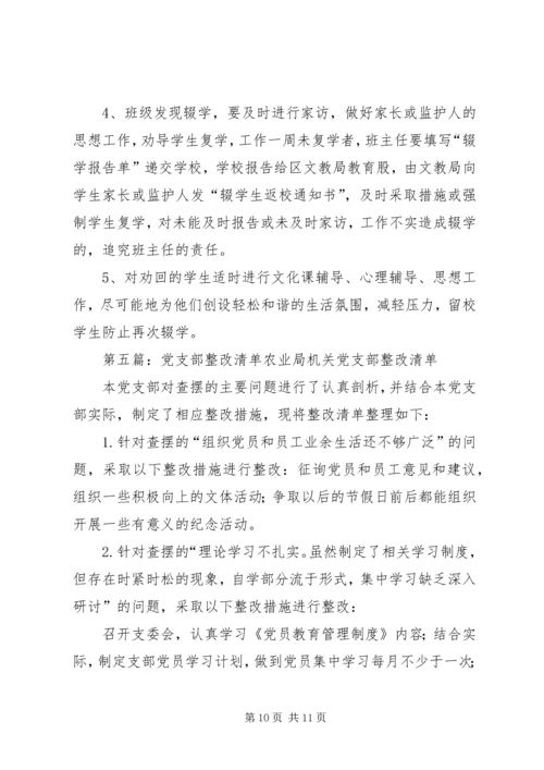 宰便中学党支部整改清单.docx