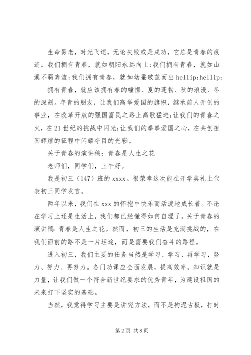 关于青春的演讲稿范文 (2).docx