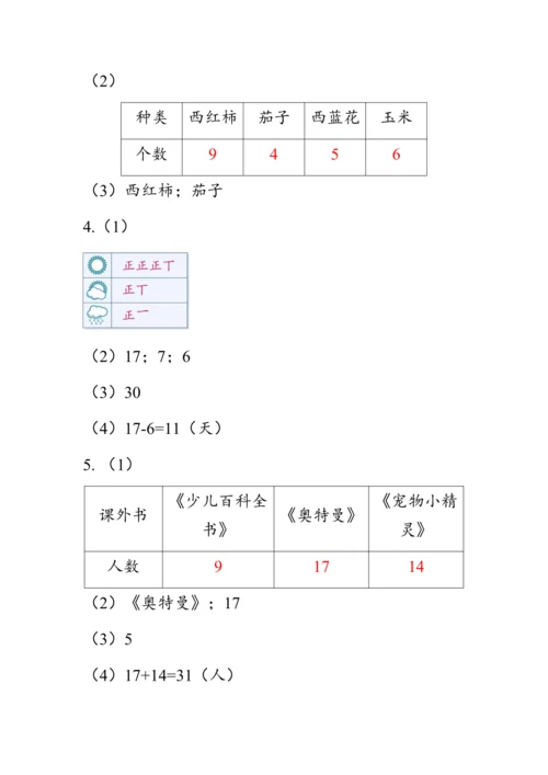 《总复习--数据收集和整理》（教案）人教版二年级数学下册