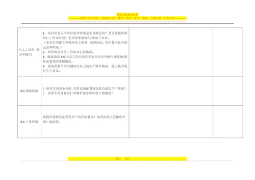 食品内审管理体系审核检查表.docx