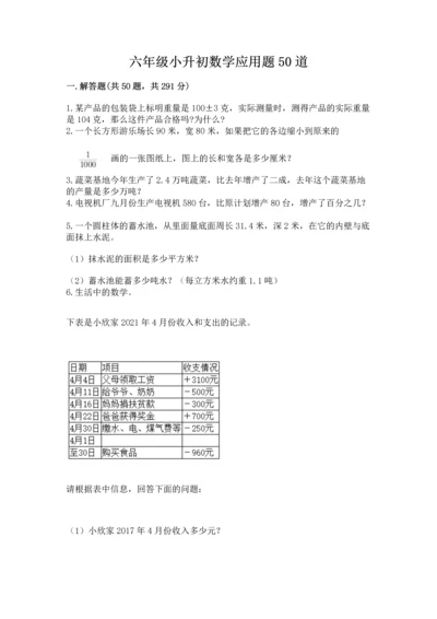 六年级小升初数学应用题50道带答案（实用）.docx