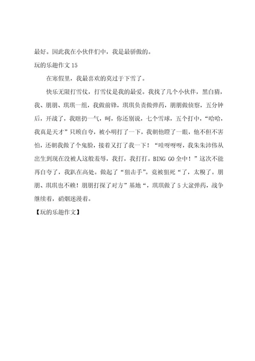 玩的乐趣作文