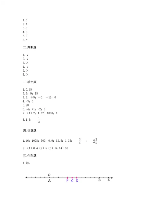 小学数学六年级下册期末测试卷含答案实用