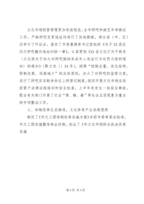 文化体育局上半年工作总结及下半年工作计划 (2).docx