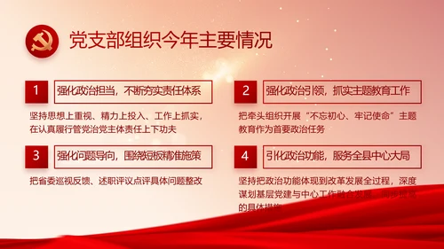 红色党支部党员大会年终工作总结PPT