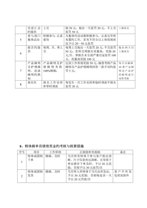 服装有限公司销售部绩效考评统一规定.docx