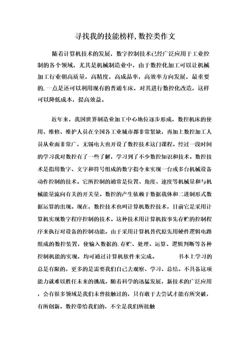 寻找我的技能榜样,数控类作文