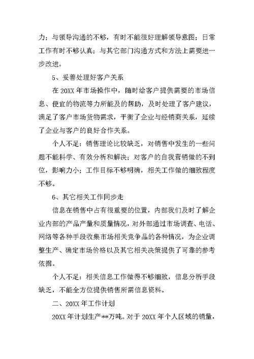 销售年终个人工作总结及工作计划范文 2
