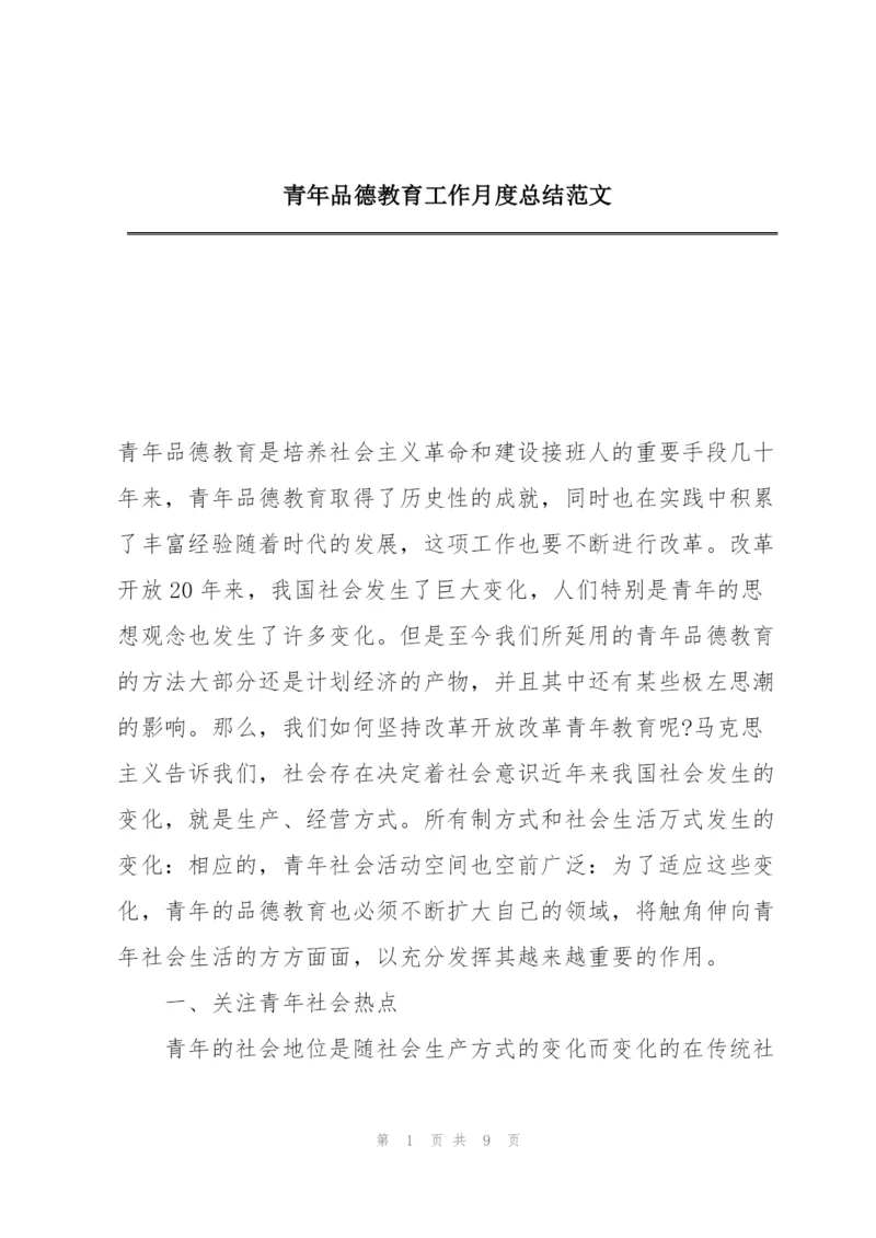 青年品德教育工作月度总结范文.docx