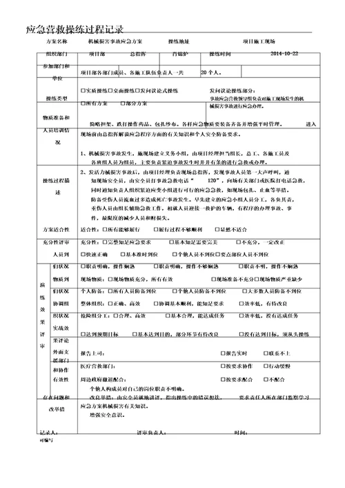 应急救援演练过程记录