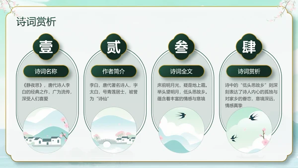 绿色中国风10首必背古诗词PPT