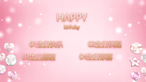 粉色生日快乐生日派对纪念册电子相册动态PPT