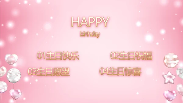粉色生日快乐生日派对纪念册电子相册动态PPT