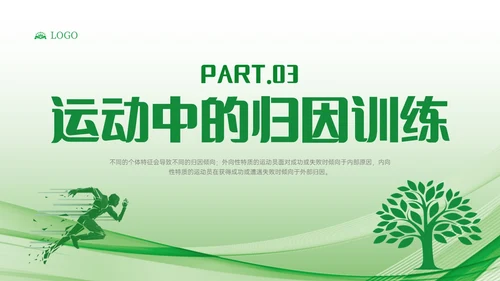 绿色简约运动心理学说课课件PPT模板