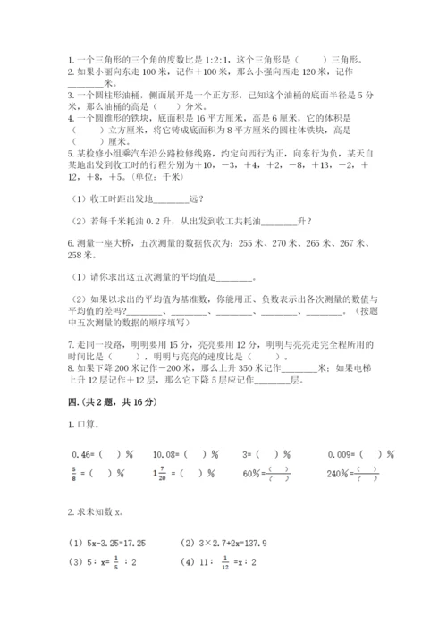 人教版数学六年级下册试题期末模拟检测卷及答案【典优】.docx