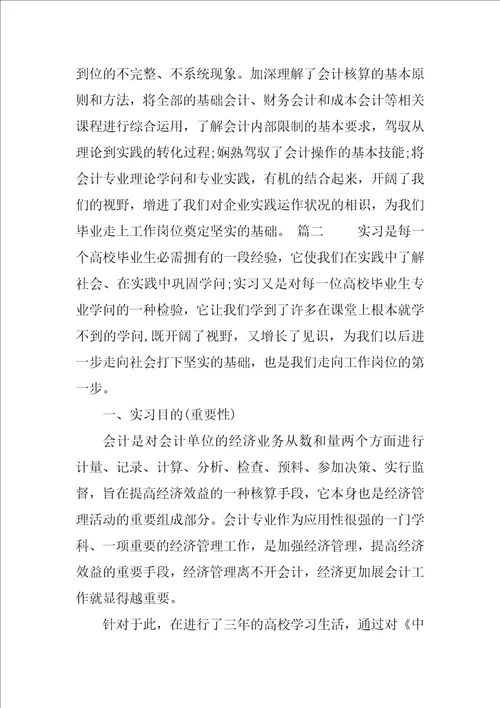 会计实习报告3000字范文三篇vbse财务会计实训心得