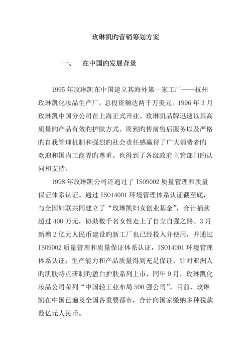 玫琳凯公司的营销专题策划专题方案.docx