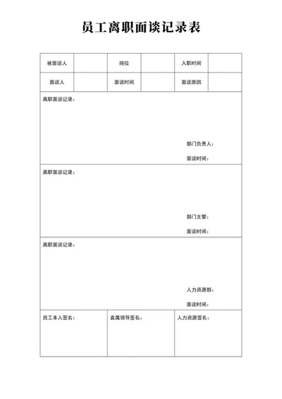 员工离职面谈记录表word模板