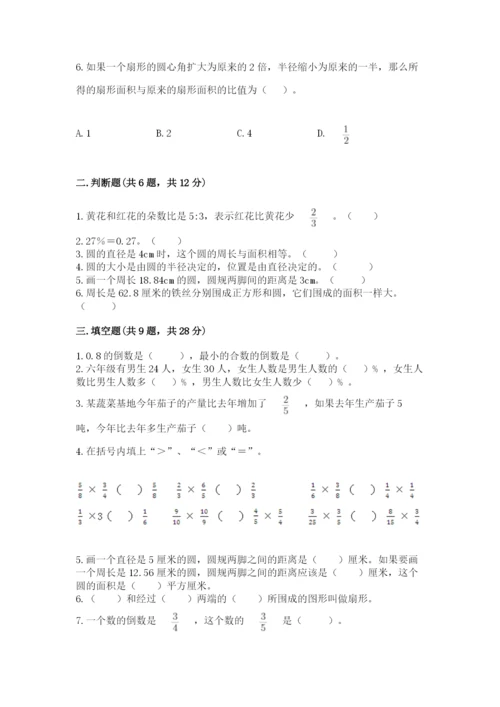 小学六年级上册数学期末测试卷附完整答案（典优）.docx