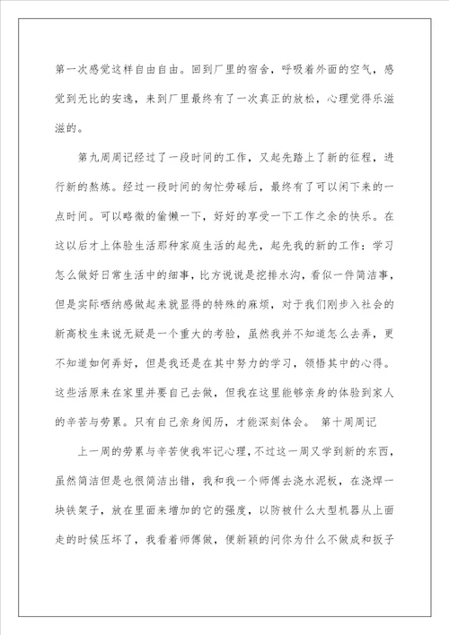 实习周记200字大全