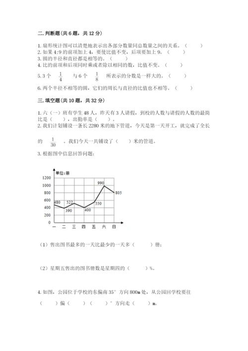 2022六年级上册数学期末考试试卷精品【各地真题】.docx