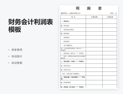 财务会计利润表模板