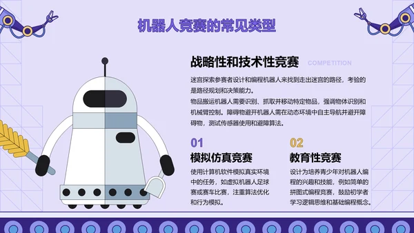紫色插画风人工智能与商业创新PPT模板