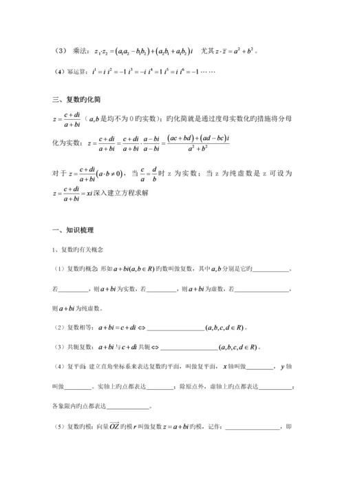 2023年高中复数知识点及相关练习.docx
