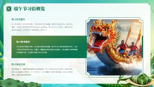 绿色国风端午节文化传承与习俗PPT模板