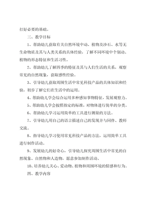 大班教师教学计划