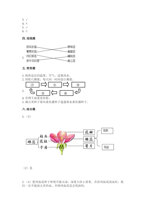 教科版四年级下册科学第一单元《植物的生长变化》测试卷及答案（夺冠）.docx