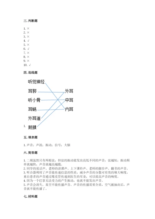 教科版科学四年级上册第一单元声音测试卷附完整答案【网校专用】.docx