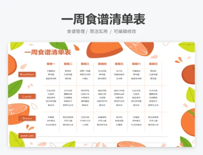 一周食谱清单表