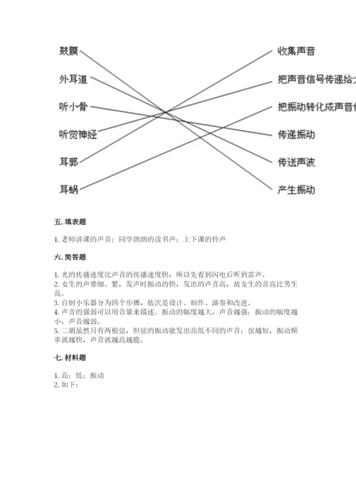 教科版科学四年级上册第一单元《声音》测试卷带答案（考试直接用）.docx