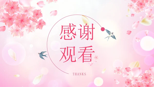 粉色花卉清新你好春天PPT模板