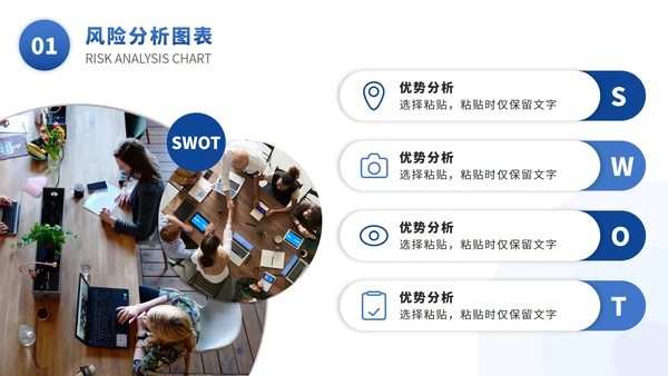 SWOT风险分析图表数据报表PPT模版