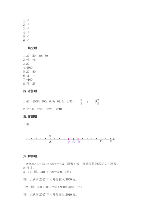 人教版六年级下册数学期末测试卷含答案（能力提升）.docx