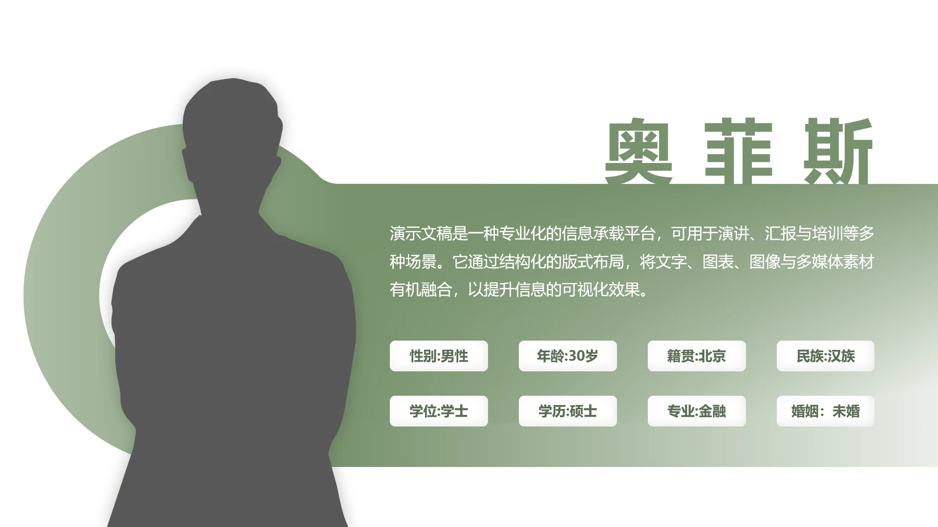 单页个人介绍简介说明PPT模板