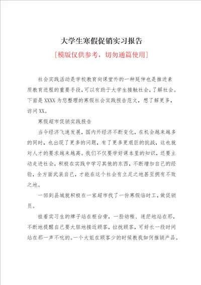 大学生寒假促销实习报告