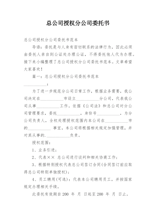 总公司授权分公司委托书.docx