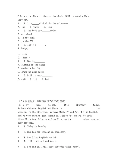 四年级下册英语试题阅读理解专项训练word，含答案译林版