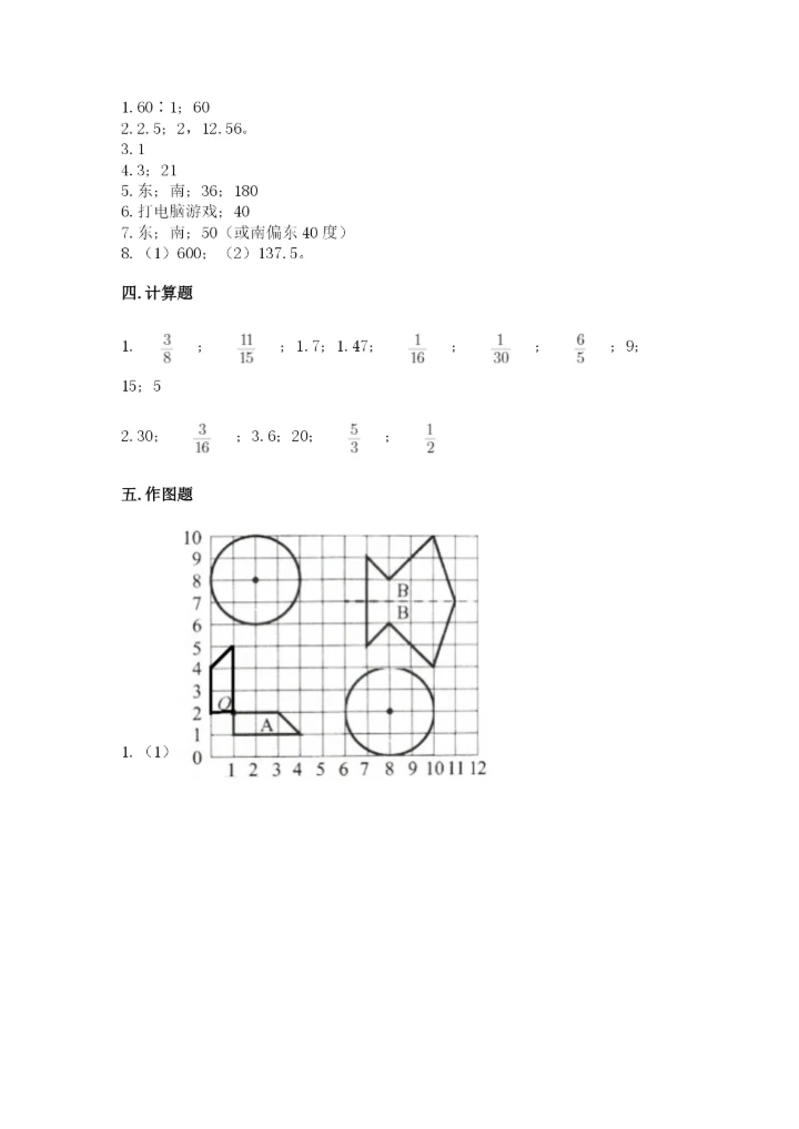 人教版六年级上册数学期末测试卷精品（综合题）.docx