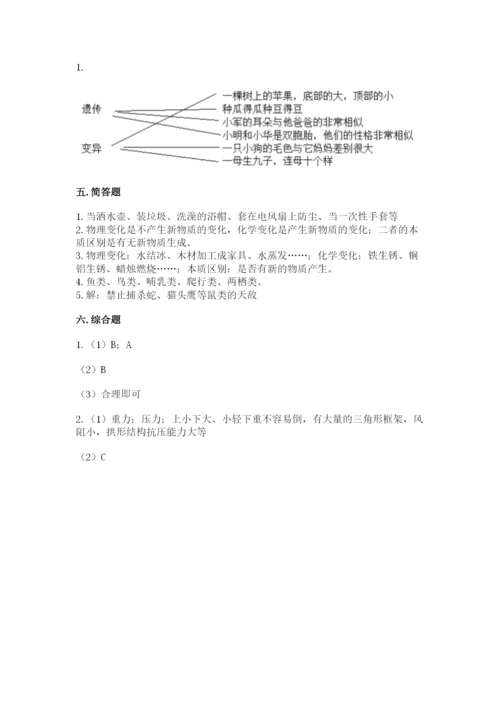 教科版科学六年级下册期末测试卷（研优卷）.docx