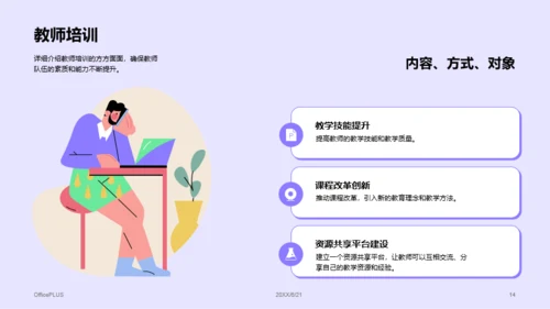 紫色插画风年度教育培训述职PPT模板