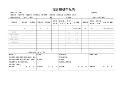 综合纳税申报表范本