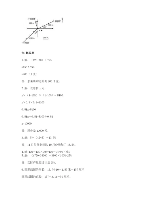 人教版数学六年级上册期末测试卷带答案（预热题）.docx
