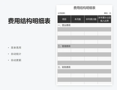 费用结构明细表