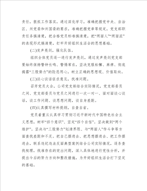 党支部组织生活会工作总结
