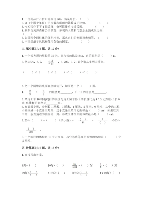 田阳县六年级下册数学期末测试卷及参考答案一套.docx